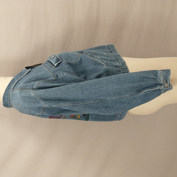 Vintage Denim Jacket L.A. Blues Embroidered Short lk Crop Plus Size 23/24 XL Zip - Picture 7 of 12